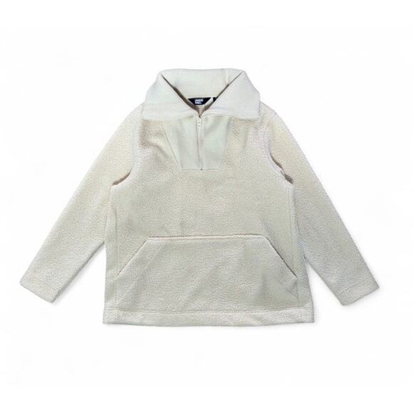 Women’s Lands End Cream Cozy Boucle Fleece Pullover Quarter-Zip Sweater Size XL - Picture 1 of 6